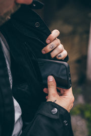 Long Black Waxed Motorcycle Jacket