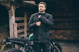 Long Black Waxed Motorcycle Jacket | Texpeed