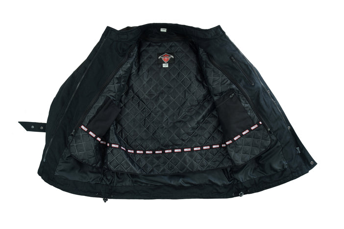 Long Black Waxed Motorcycle Jacket