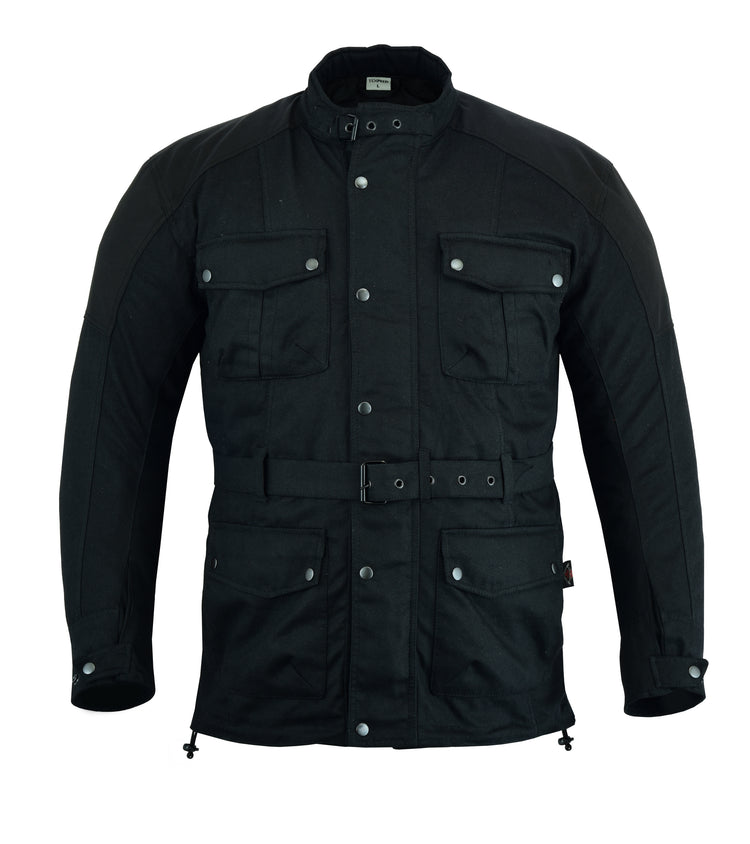 Long Black Waxed Motorcycle Jacket