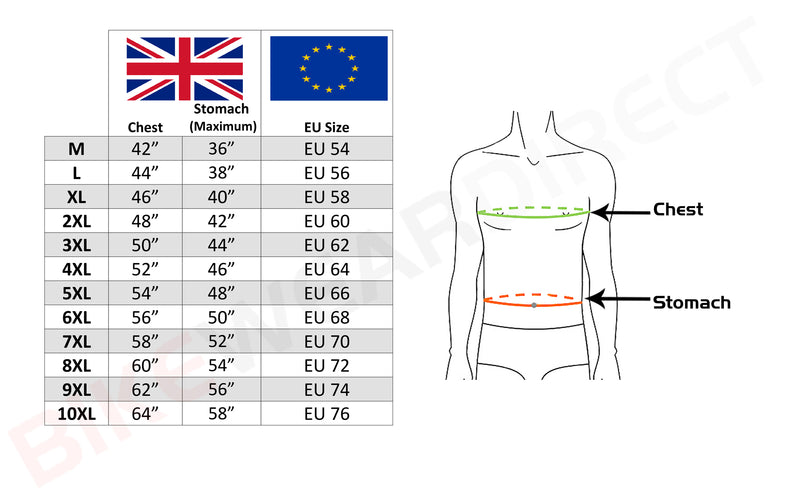 Hi-Vis Yellow Cordura Motorcycle Jacket Size Chart | Texpeed