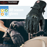 Motorbike Motorcycle Leather Gloves Winter Thermal Waterproof CE Armour Biker | Texpeed