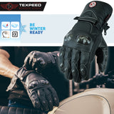 Motorbike Motorcycle Leather Gloves Winter Thermal Waterproof CE Armour Biker