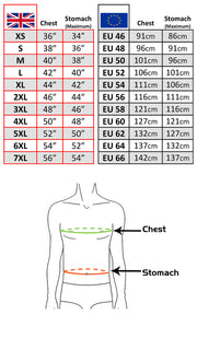 All Season Black Cordura Jacket Size Chart | Texpeed