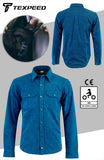 Kevlar Blue Denim Motorcycle Shirt | Texpeed