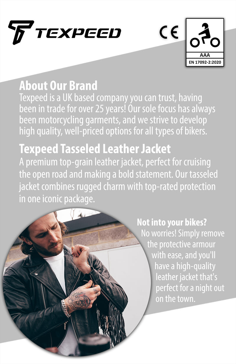 Tasselled Chopper Black Leather Motorcycle Jacket