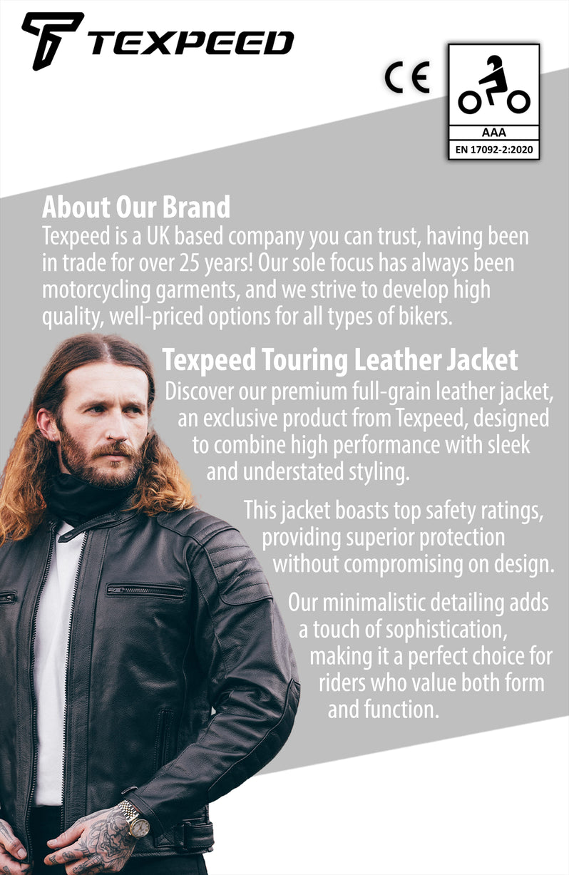 Touring Black Leather Motorcycle Jacket | Texpeed