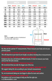 Touring Black Leather Motorcycle Jacket Size Chart | Texpeed