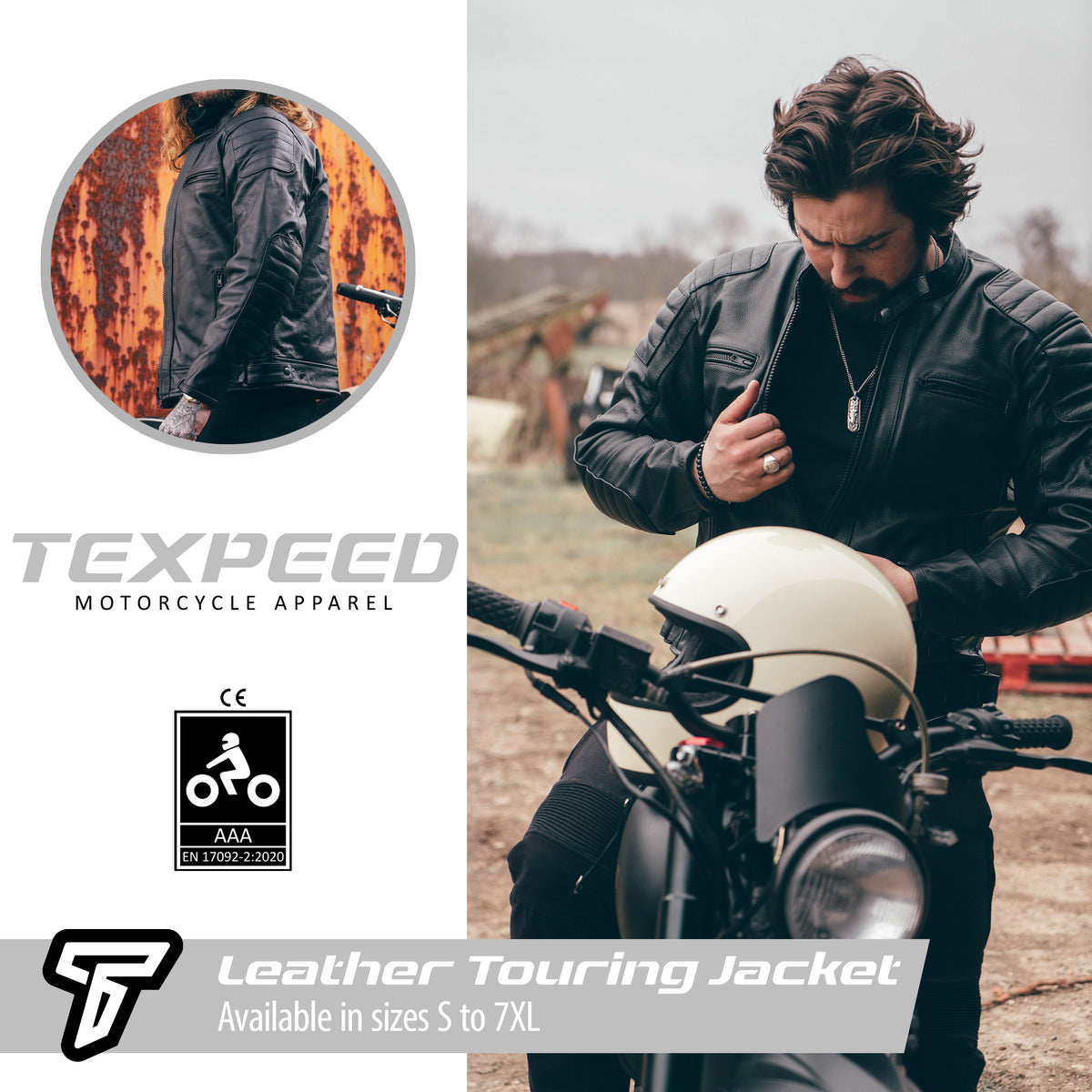 Motorcycle Jacket with CE Armour & Thermal Lining