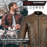 Touring Brown Leather Motorcycle Jacket | Texpeed
