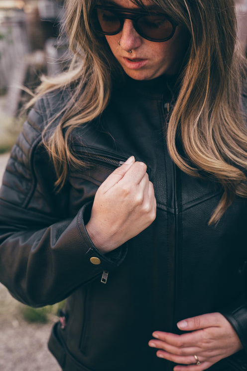 Womens Sturgis Black Leather Motorcycle Jacket