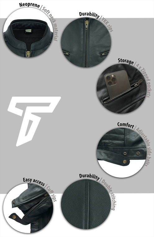 Womens Sturgis Black Leather Motorcycle Jacket