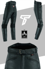 Cruiser Black Leather Motorcycle Trousers