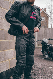 Cruiser Black Leather Motorcycle Trousers