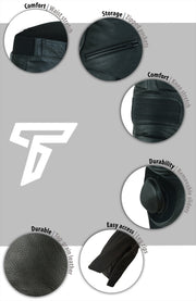 Sliding Black Leather Motorcycle Trousers