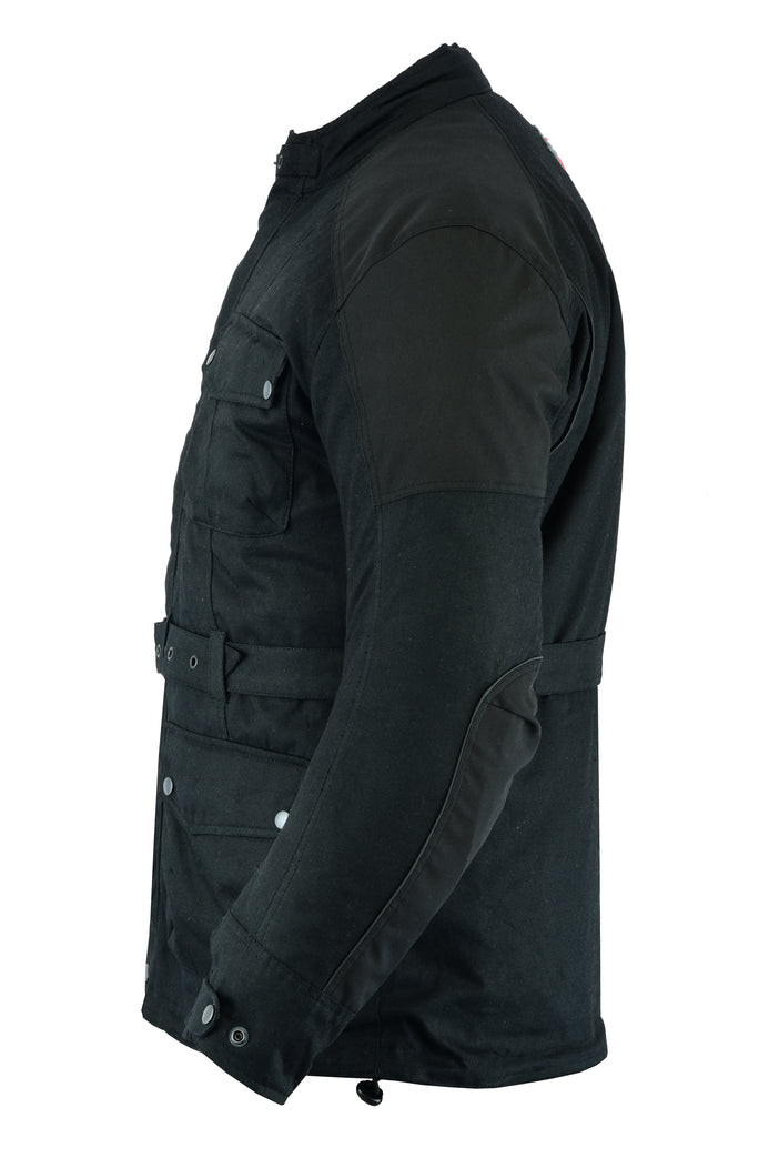 Long Black Waxed Motorcycle Jacket