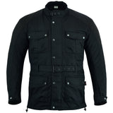Long Black Waterproof Waxed Motorcycle Jacket