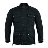 Long Black Waterproof Waxed Motorcycle Jacket