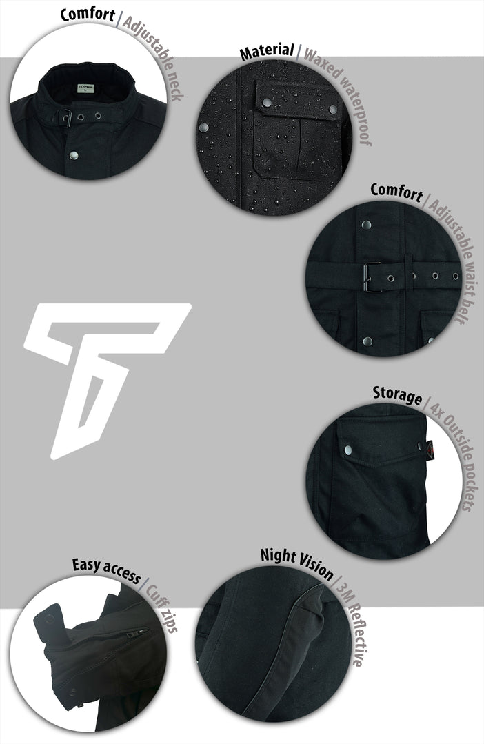 Long Black Waxed Motorcycle Jacket