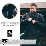 Long Black Waterproof Waxed Motorcycle Jacket