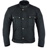 Short Black Waxed Motorcycle Jacket