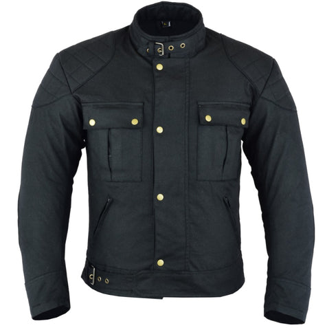 Short Black Waxed Motorcycle Jacket