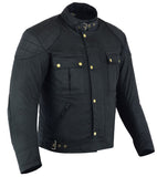 Short Black Waxed Motorcycle Jacket