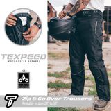 Motorbike Over Trousers Motorcycle Waterproof CE Knee Armour Rain Scooter Biker