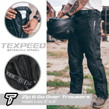 Motorbike Over Trousers Motorcycle Waterproof CE Knee Armour Rain Scooter Biker