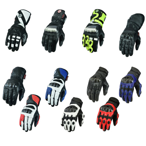 Motorcycling Motorbike Gloves Leather Biker CE Carbon Fiber Armour With Vents