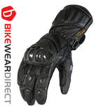 Black Touring Leather Motorcycle Gloves