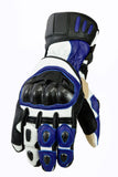 Blue Touring Leather Motorcycle Gloves