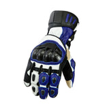 Blue Touring Leather Motorcycle Gloves