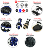 Blue Touring Leather Motorcycle Gloves