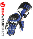 Blue Touring Leather Motorcycle Gloves