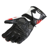 Leather Motorcycle Motorbike Biker Gloves Red Black CE Knuckle Armour Protection