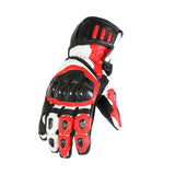 Red Touring Leather Motorcycle Gloves