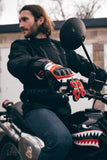 Red Touring Leather Motorcycle Gloves