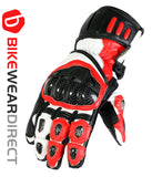 Red Touring Leather Motorcycle Gloves