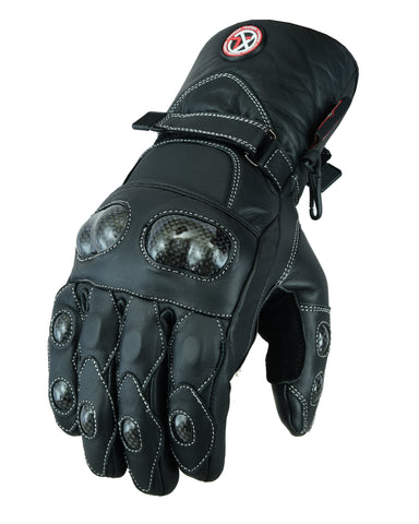 Motorbike Motorcycle Leather Gloves Winter Thermal Waterproof CE Armour Biker