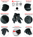 Womens Leather Motorcycle Warm Gloves Ladies Black Motorbike Waterproof Biker