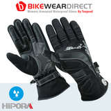 Womens Leather Motorcycle Warm Gloves Ladies Black Motorbike Waterproof Biker