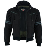 Kevlar Lined Black Armoured Motorcycle Hoodie