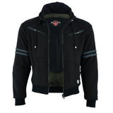 Kevlar Lined Black Armoured Motorcycle Hoodie