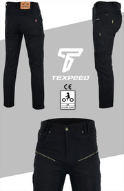 Motorcycle Jeans Motorbike Protective Aramid Denim Trousers With CE Biker Armour | Texpeed