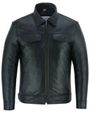Signature City Casual Black Leather Shirt