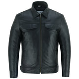 Casual Black Leather Zipped Shirt