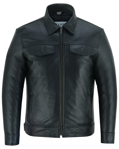 Signature City Casual Black Leather Shirt