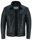 Casual Black Leather Zipped Shirt