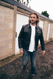 Casual Black Leather Zipped Shirt